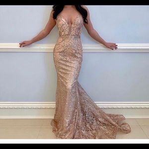 Jovani rose gold gown